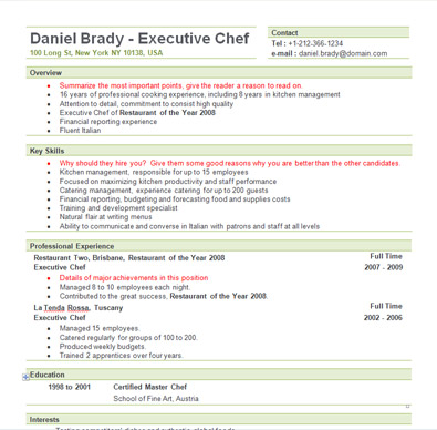 Chef resume sample template