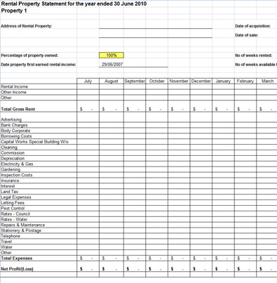 Rental Property Schedule