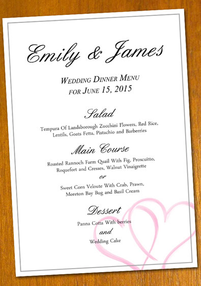 Wedding Menu