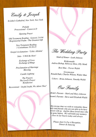 Free sample wedding programs templates kenneths favorite list of wedding