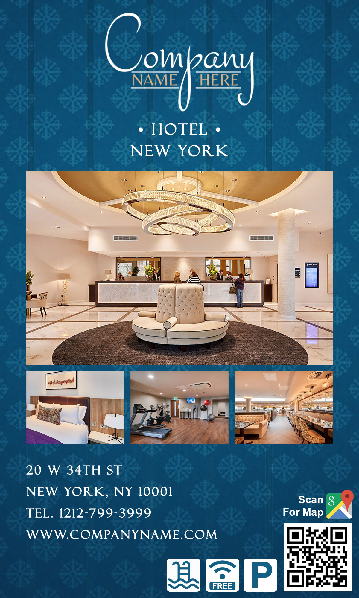 Blue Hotel Lobby Ad Brochure